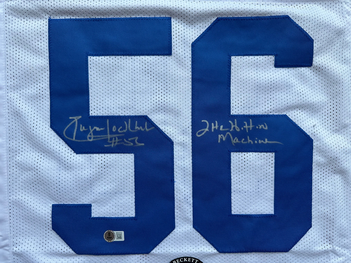 EUGENE LOCKHART DALLAS COWBOYS SIGNED WHITE JERSEY w/MULTI INSCs XL BAS