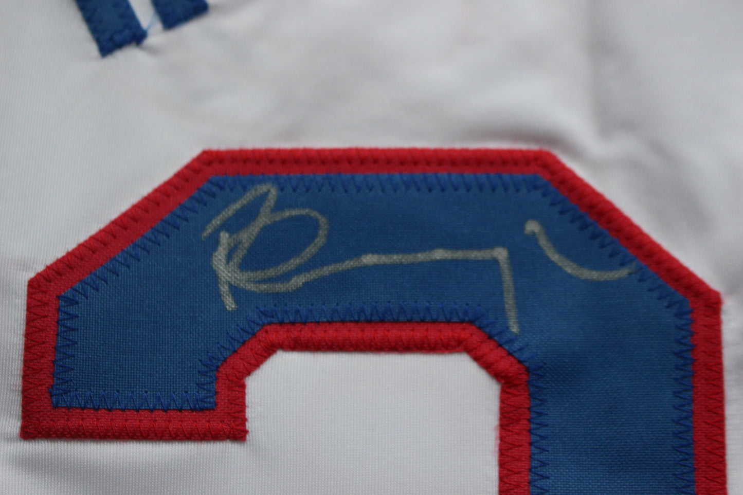 PETE INCAVIGLIA RANGERS WHITE #29 "INKY" "GO RANGERS !" JSA