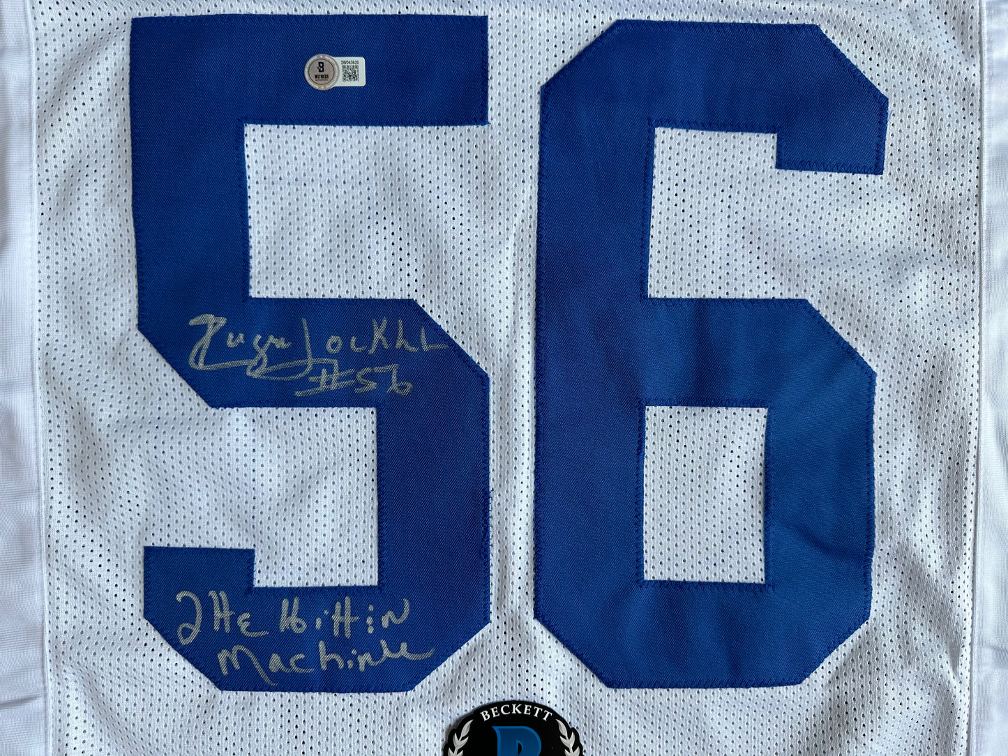 EUGENE LOCKHART DALLAS COWBOYS SIGNED WHITE JERSEY w/MULTI INSCs XL BAS