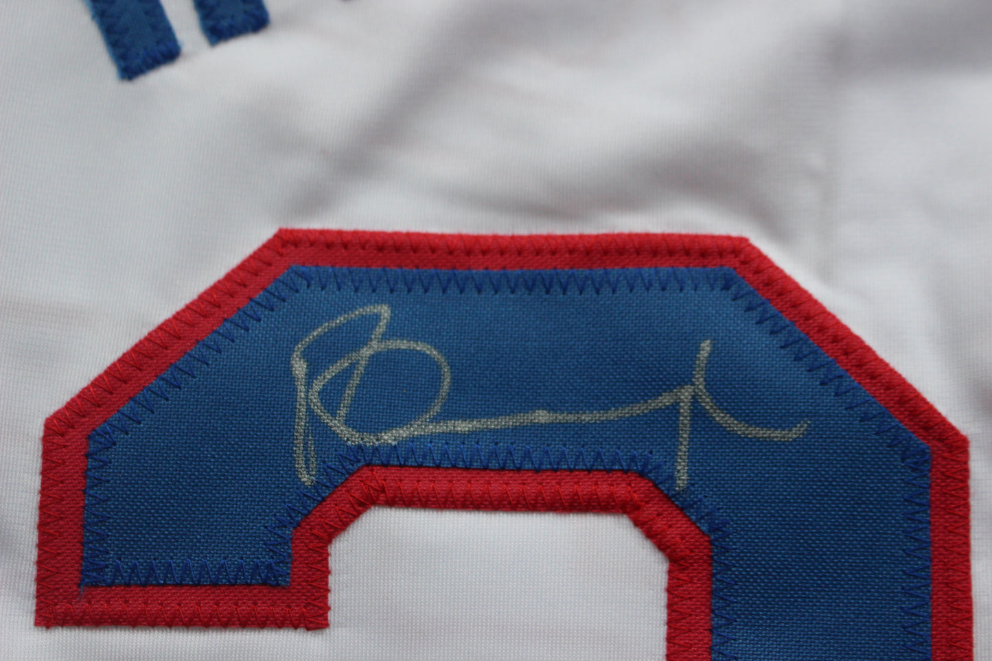 PETE INCAVIGLIA RANGERS WHITE #29 "INKY" "GO RANGERS !" JSA