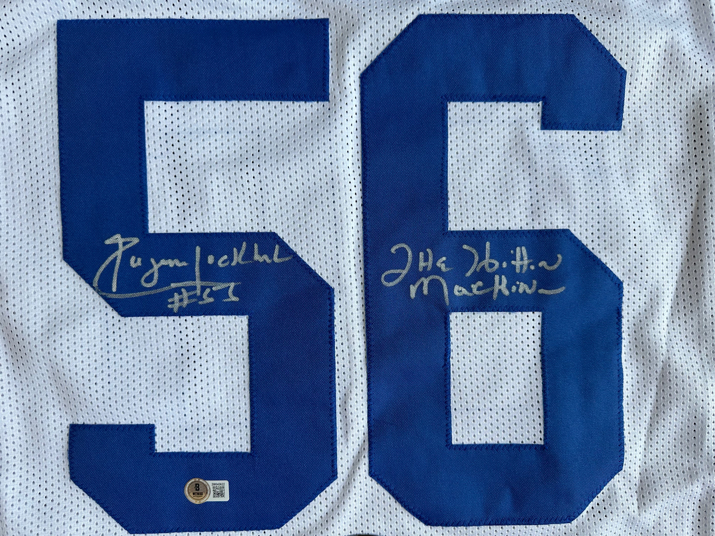 EUGENE LOCKHART DALLAS COWBOYS SIGNED WHITE JERSEY w/MULTI INSCs XL BAS