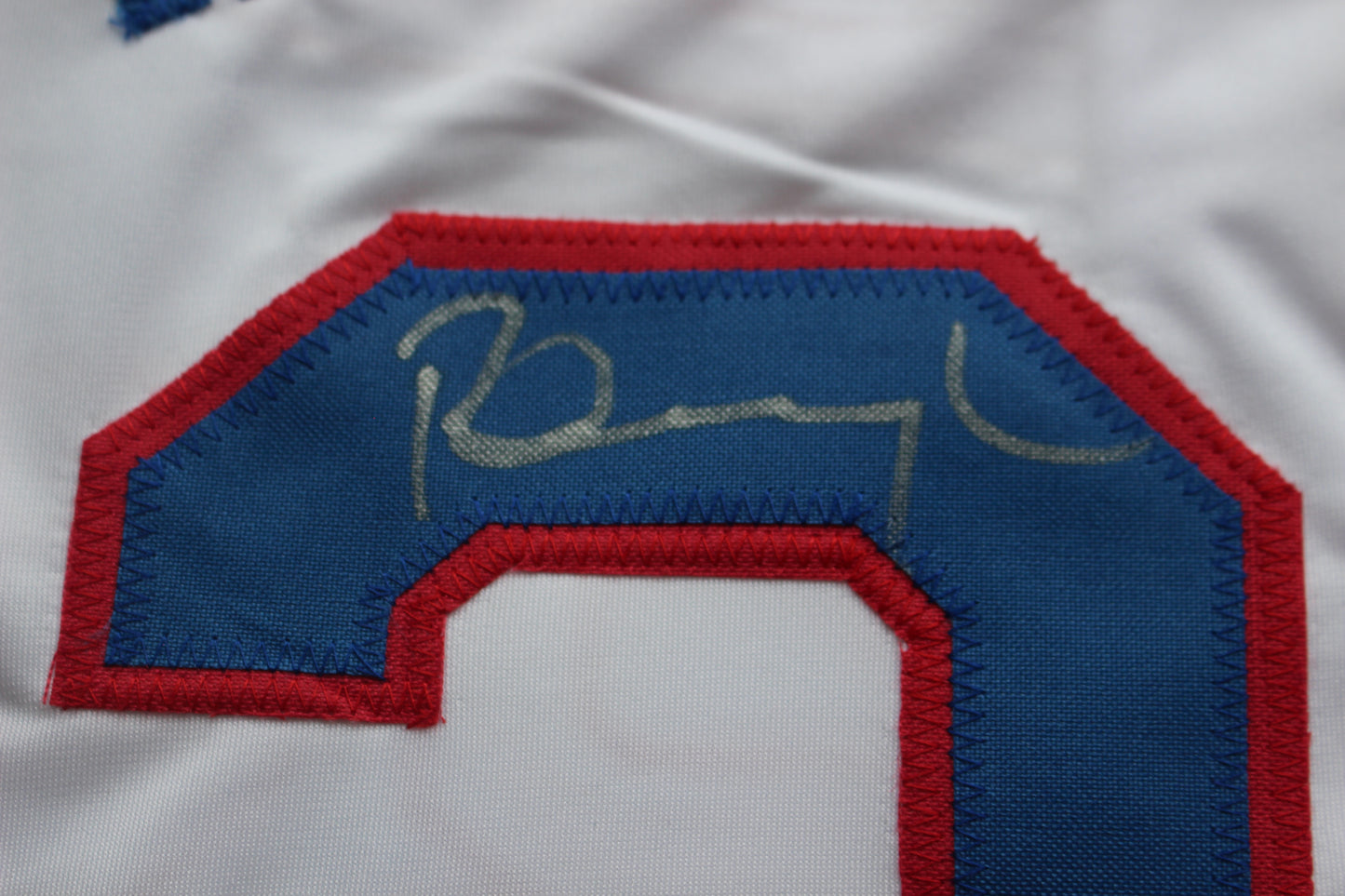 PETE INCAVIGLIA RANGERS WHITE #29 "INKY" "GO RANGERS !" JSA