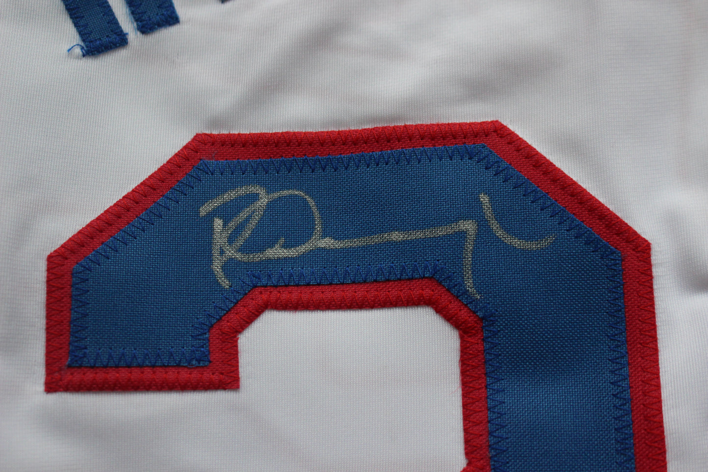 PETE INCAVIGLIA RANGERS WHITE #29 "INKY" "GO RANGERS !" JSA