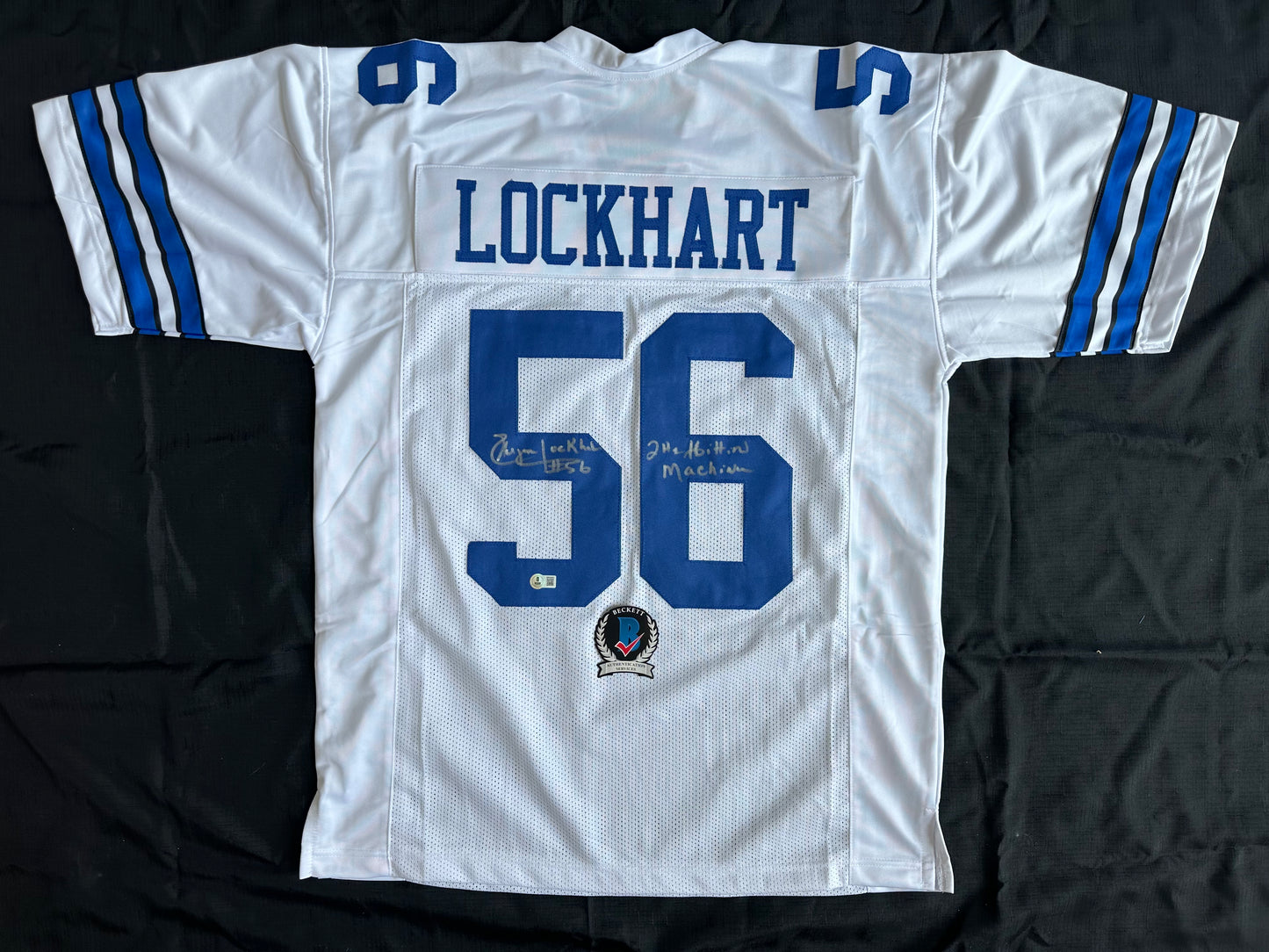 EUGENE LOCKHART DALLAS COWBOYS SIGNED WHITE JERSEY w/MULTI INSCs XL BAS