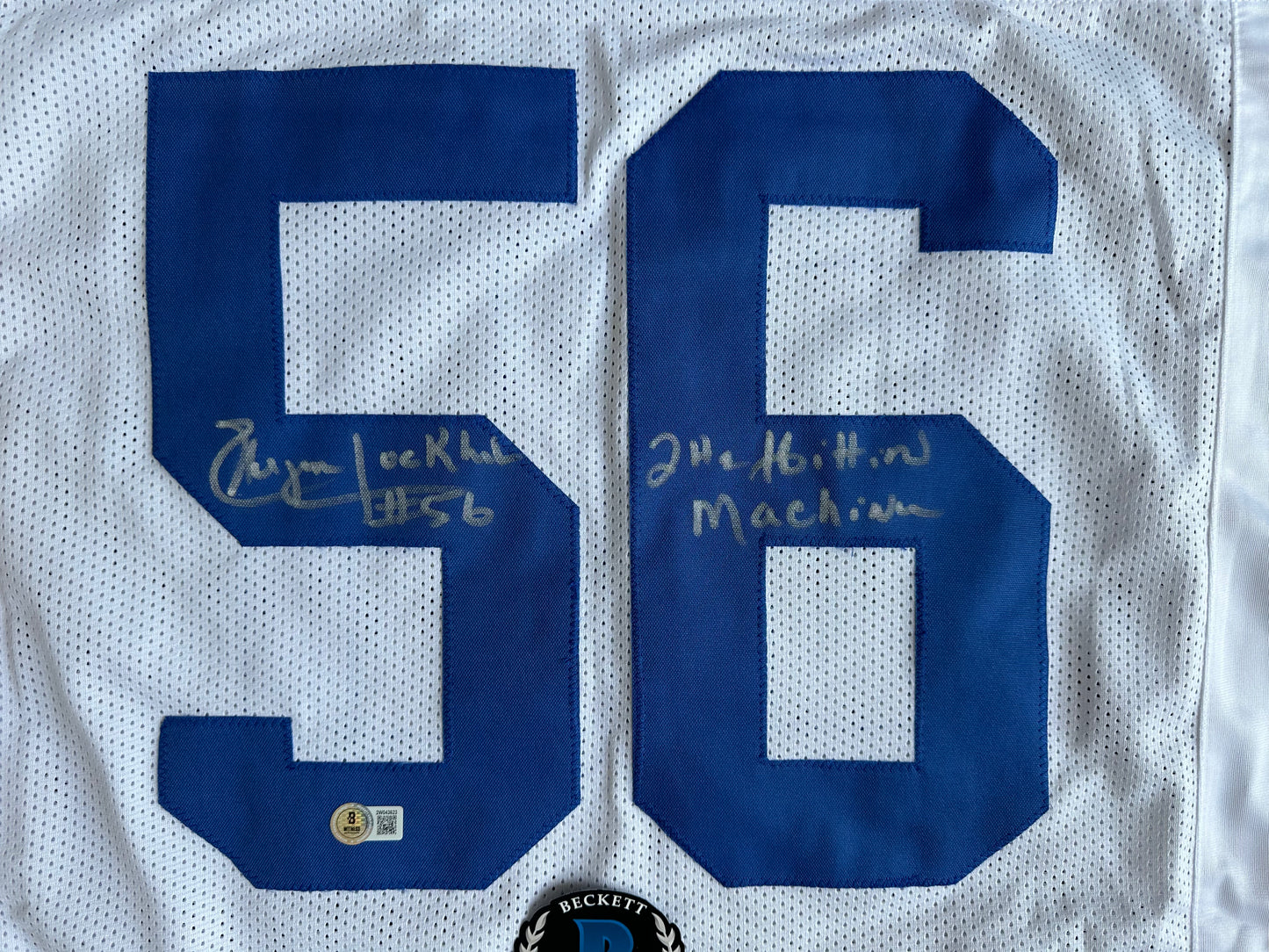 EUGENE LOCKHART DALLAS COWBOYS SIGNED WHITE JERSEY w/MULTI INSCs XL BAS