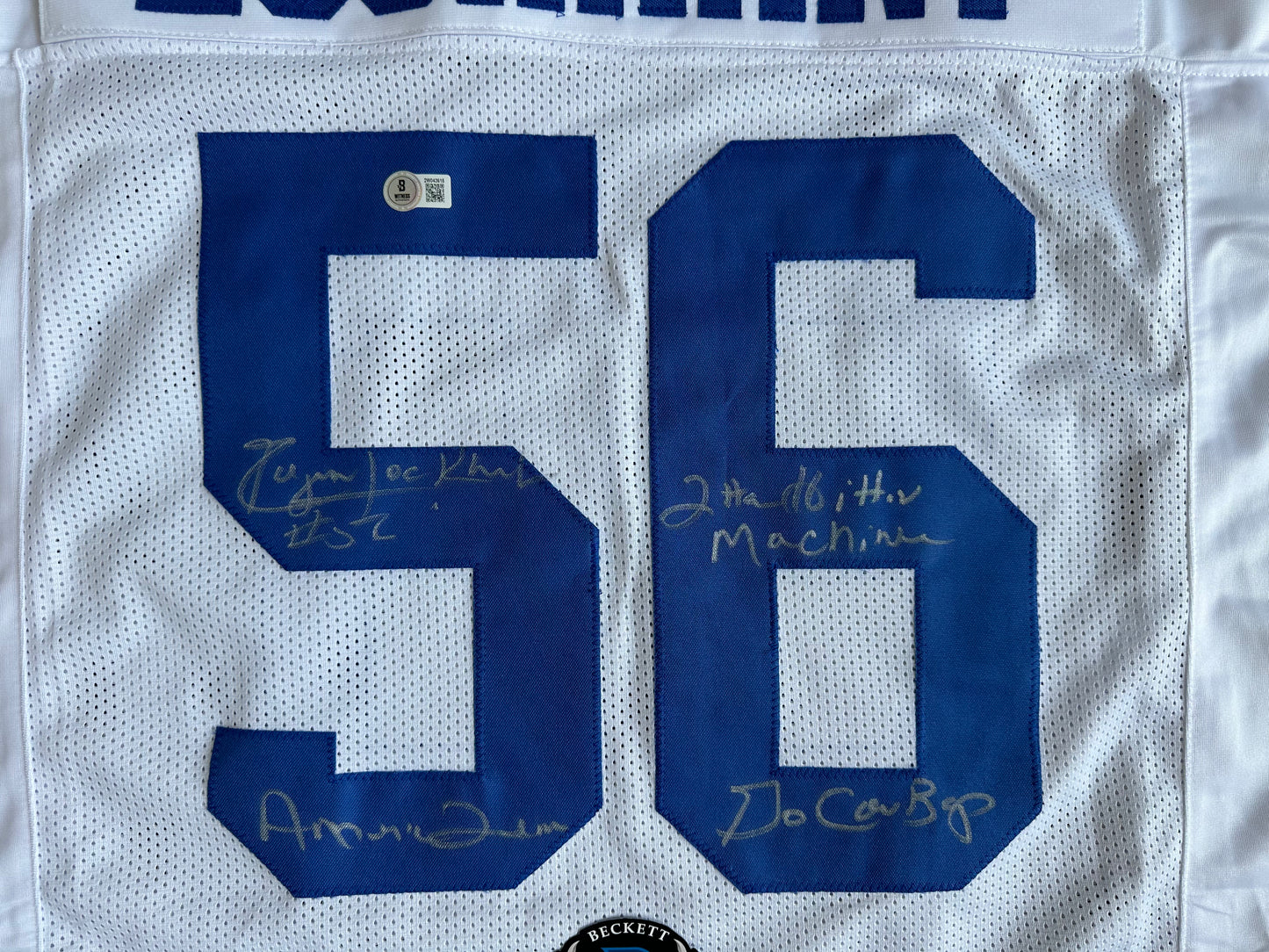 EUGENE LOCKHART DALLAS COWBOYS SIGNED WHITE JERSEY w/MULTI INSCs 2XL BAS