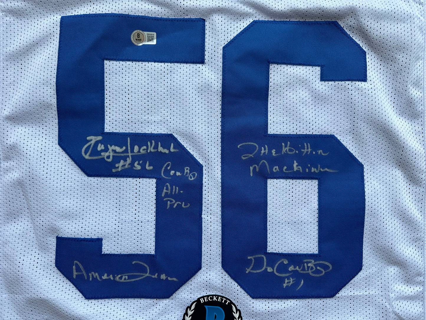 EUGENE LOCKHART DALLAS COWBOYS SIGNED WHITE JERSEY w/MULTI INSCs 2XL BAS