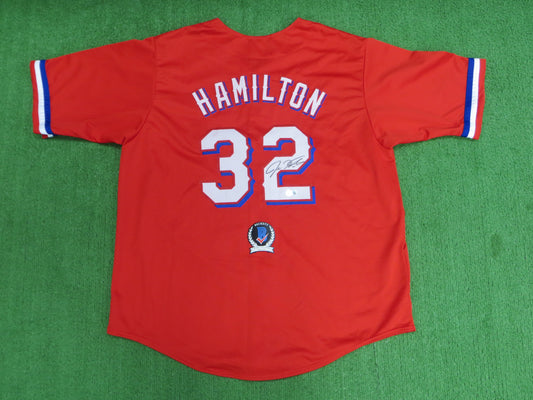 JOSH HAMILTON TEXAS RANGERS SIGNED RED JERSEY size 3XL BAS COA