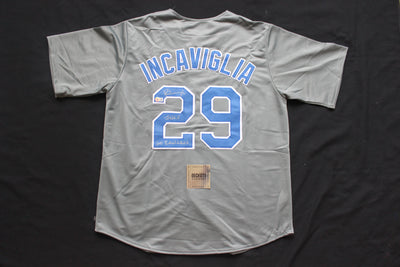 PETE INCAVIGLIA RANGERS GRAY #29 "INKY" "GO RANGERS !"