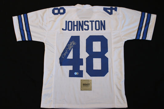 DARYL JOHNSTON DALLAS COWBOYS SIGNED HOME FOOTBALL JERSEY M BAS COA