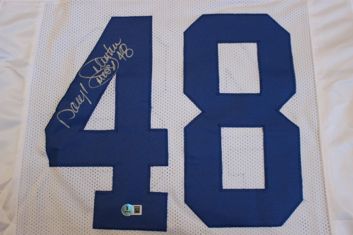 DARYL JOHNSTON DALLAS COWBOYS SIGNED HOME FOOTBALL JERSEY M BAS COA
