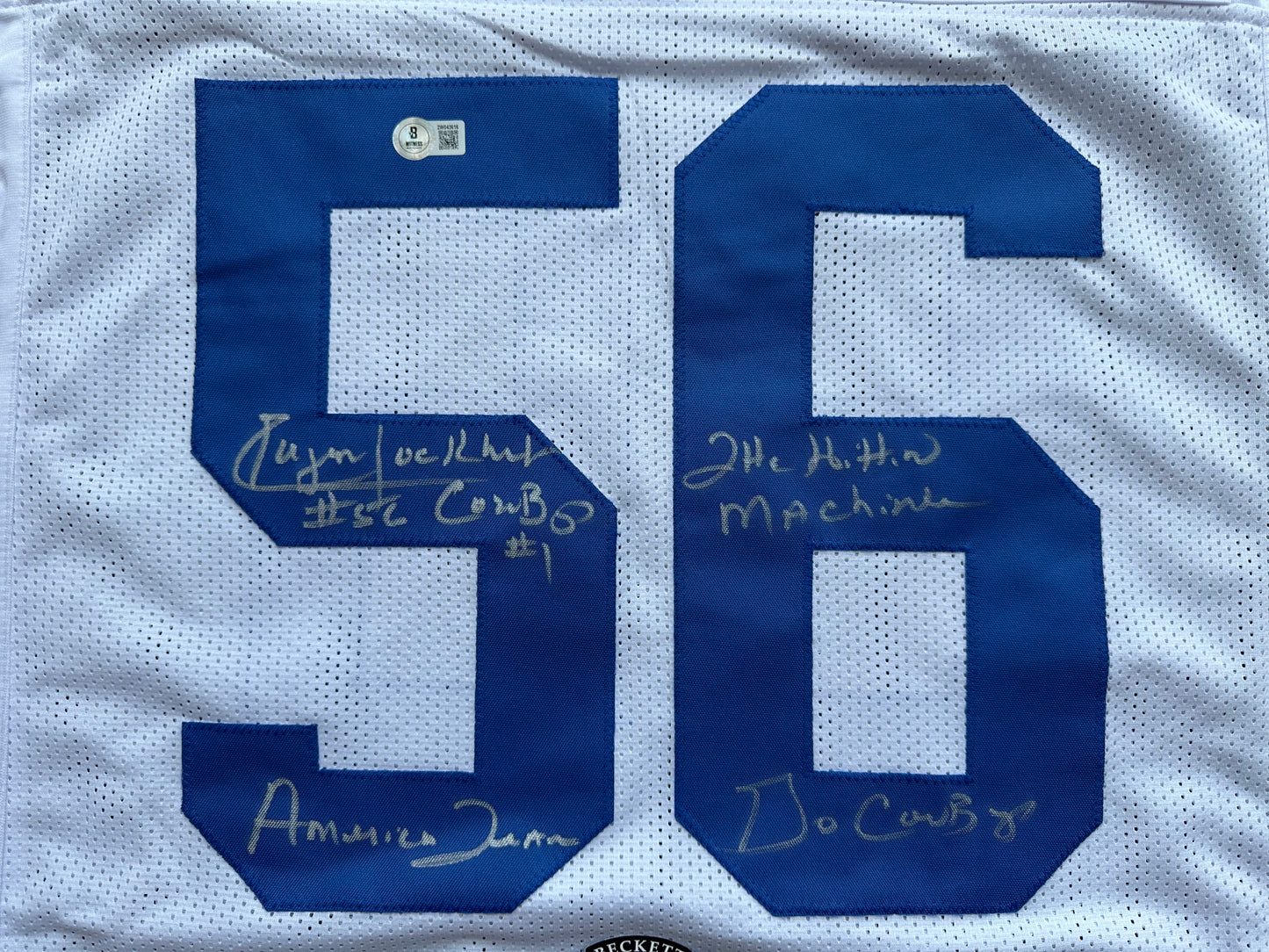 EUGENE LOCKHART DALLAS COWBOYS SIGNED WHITE JERSEY w/MULTI INSCs 2XL BAS