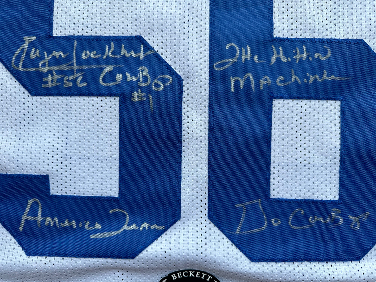 EUGENE LOCKHART DALLAS COWBOYS SIGNED WHITE JERSEY w/MULTI INSCs 2XL BAS