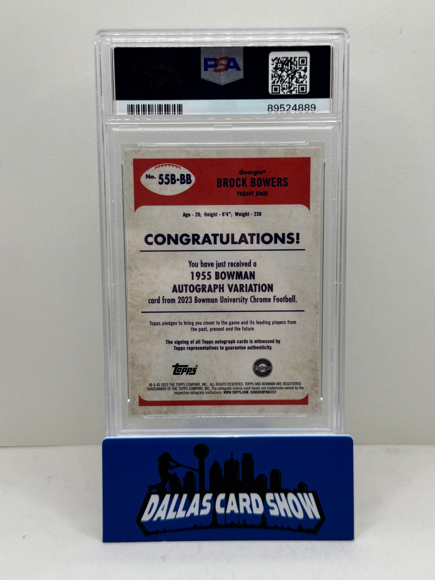 2023 Bowman U Chrome Brock Bowers 1955 Autograph /99 PSA 10
