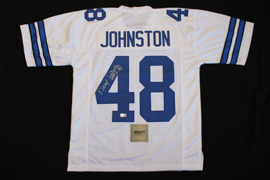 DARYL JOHNSTON DALLAS COWBOYS SIGNED HOME FOOTBALL JERSEY M BAS COA