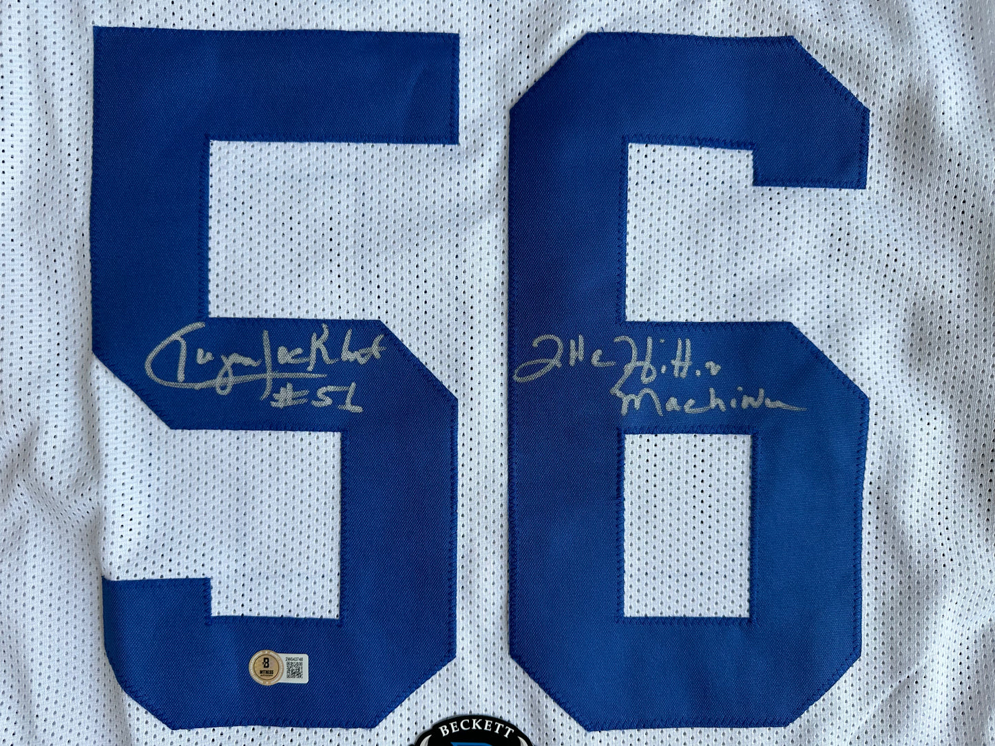 EUGENE LOCKHART DALLAS COWBOYS SIGNED WHITE JERSEY w/MULTI INSCs 3XL BAS