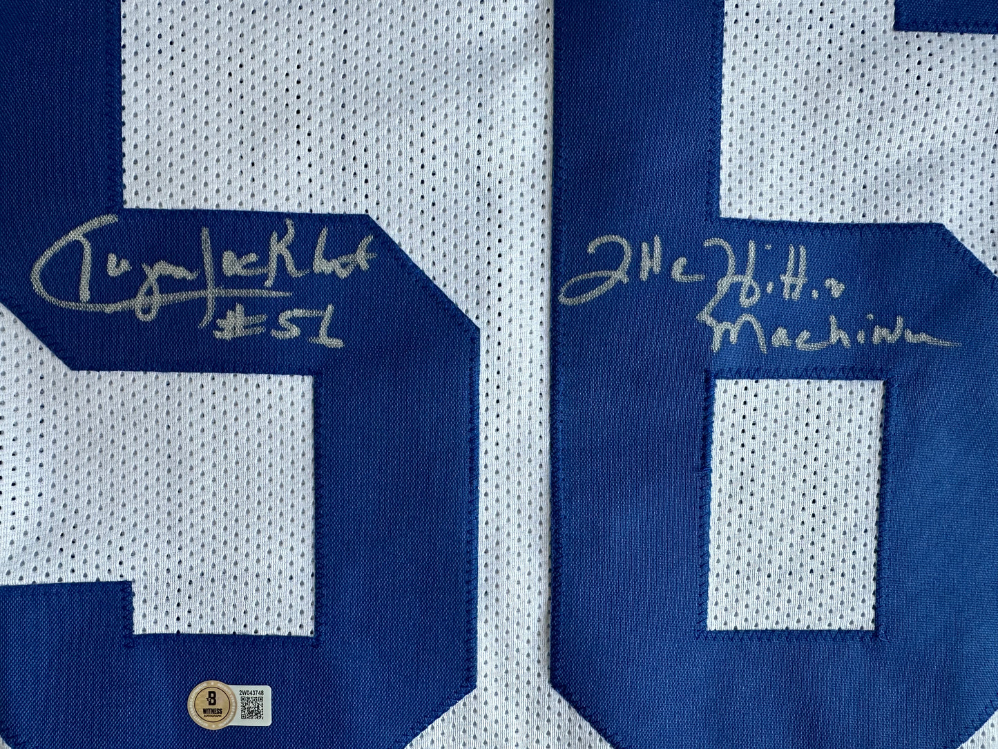 EUGENE LOCKHART DALLAS COWBOYS SIGNED WHITE JERSEY w/MULTI INSCs 3XL BAS