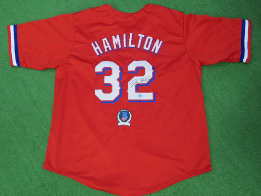 JOSH HAMILTON TEXAS RANGERS SIGNED RED JERSEY size 3XL BAS COA