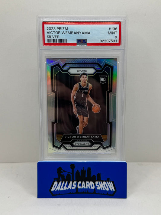 2023 Panini Prizm #136 Victor Wembanyama Silver Prizm Rookie PSA 9