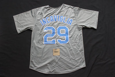 PETE INCAVIGLIA RANGERS GRAY #29 "INKY" "GO RANGERS !"