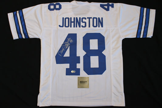 DARYL JOHNSTON DALLAS COWBOYS SIGNED HOME FOOTBALL JERSEY M BAS COA