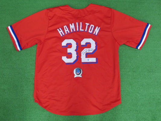 JOSH HAMILTON TEXAS RANGERS RED JERSEY SIGNED size 2XL BAS COA