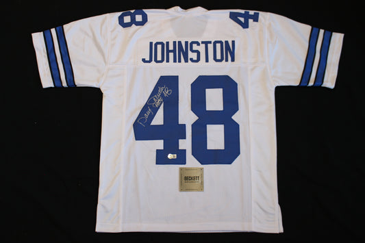 DARYL JOHNSTON DALLAS COWBOYS SIGNED HOME FOOTBALL JERSEY M BAS COA