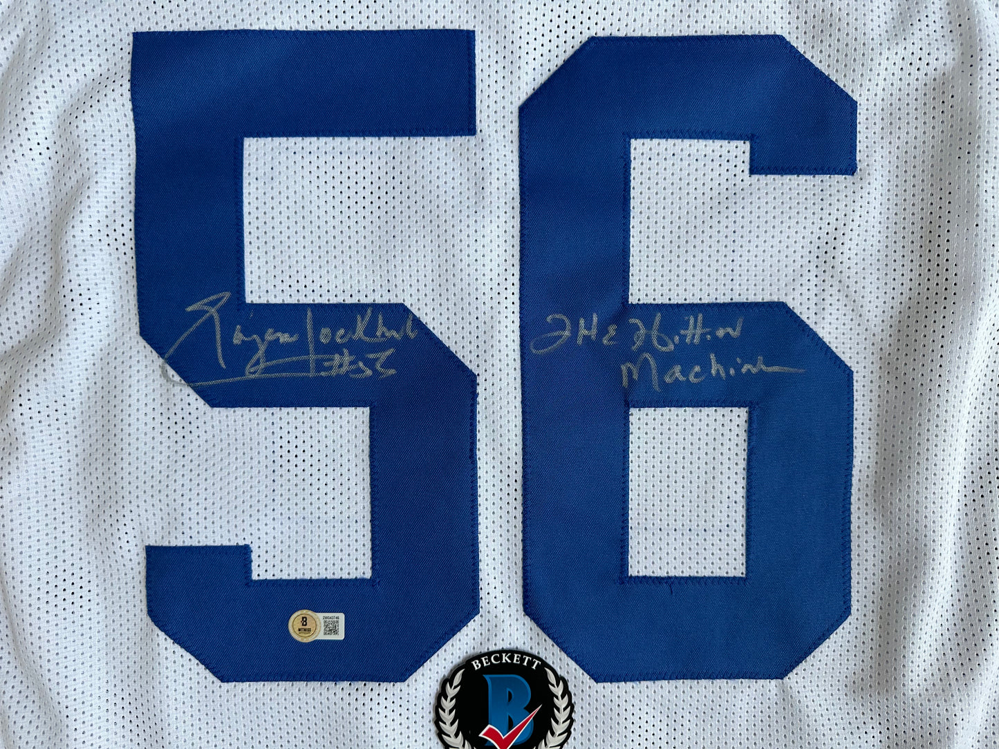 EUGENE LOCKHART DALLAS COWBOYS SIGNED WHITE JERSEY w/MULTI INSCs 3XL BAS