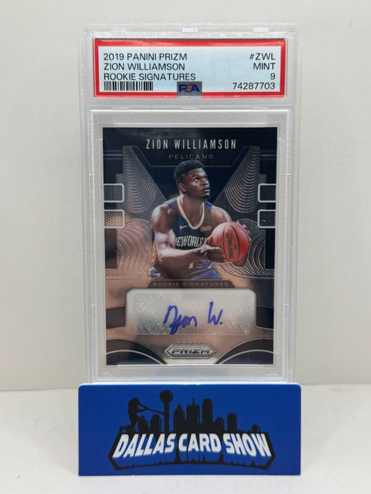 2019 Panini Prizm #ZWL Zion Williamson Rookie Signatures PSA 9