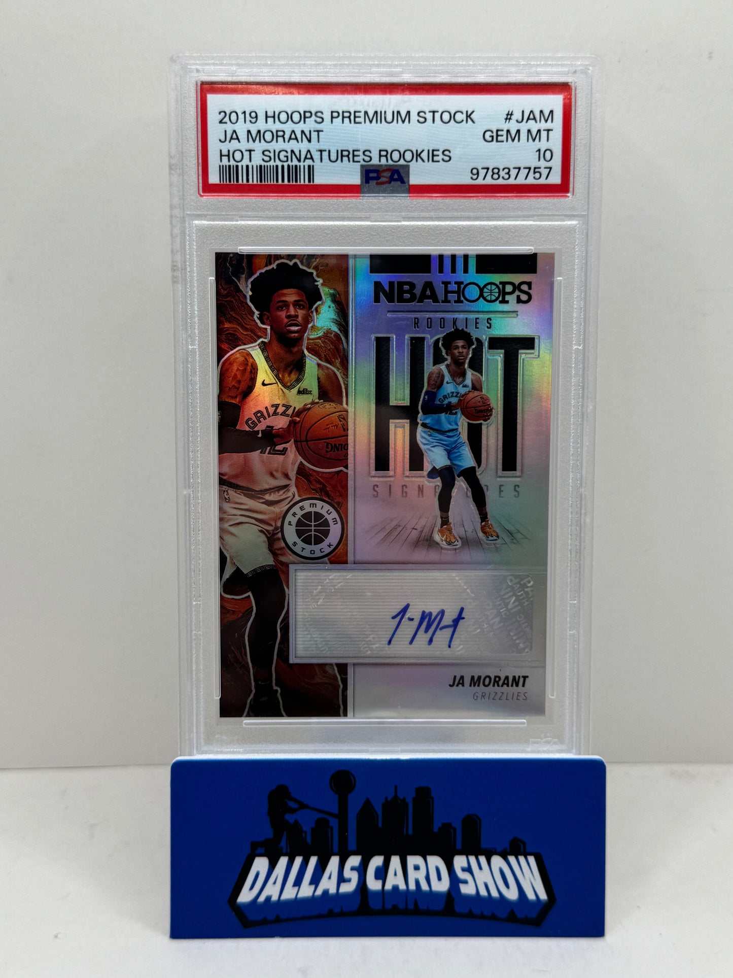 2019 Hoops Premium Stock #JAM Ja Morant Hot Signature Rookies PSA 10