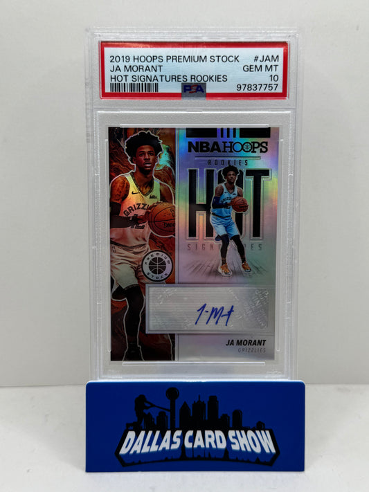 2019 Hoops Premium Stock #JAM Ja Morant Hot Signature Rookies PSA 10