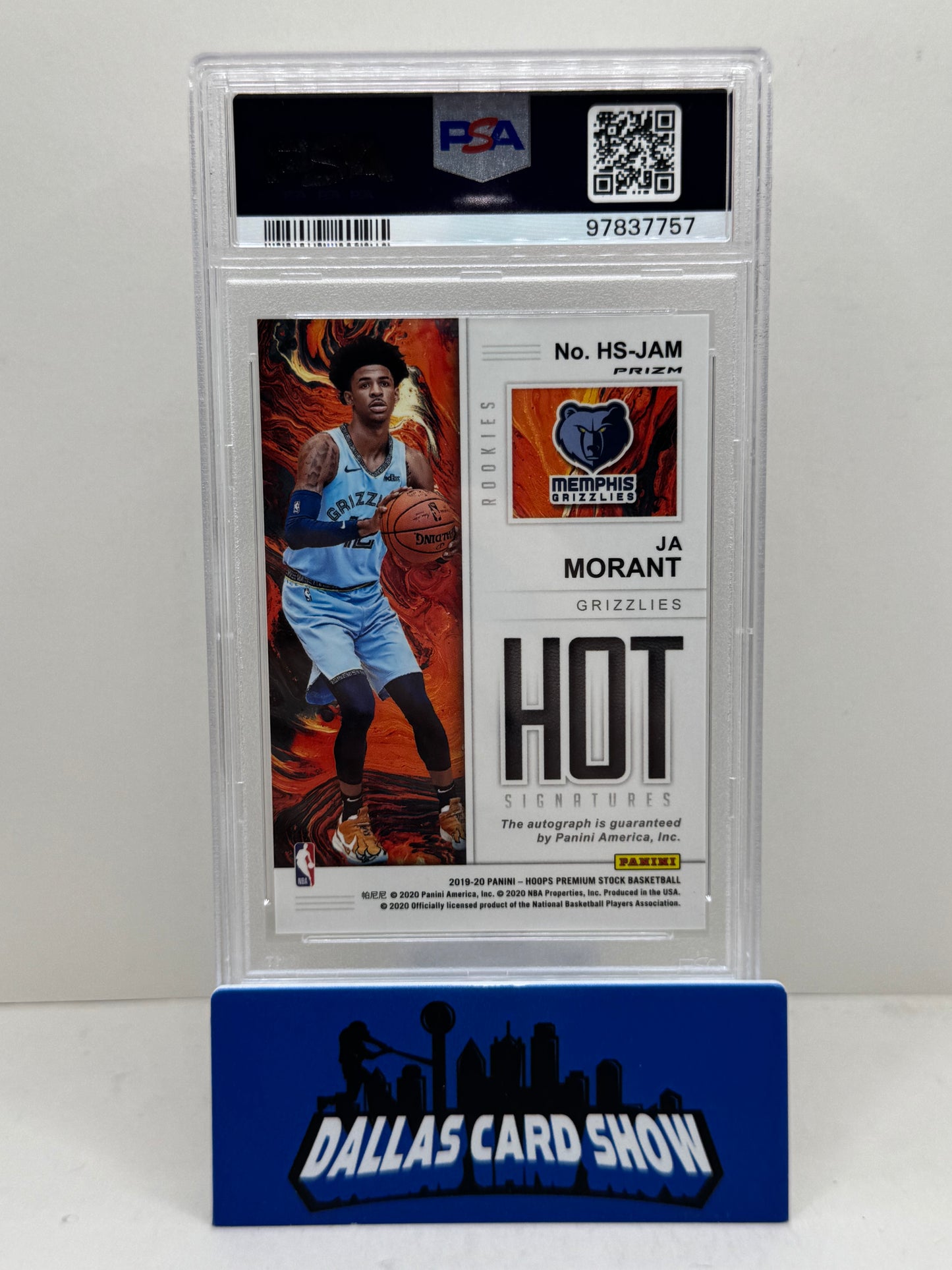 2019 Hoops Premium Stock #JAM Ja Morant Hot Signature Rookies PSA 10