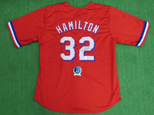 JOSH HAMILTON TEXAS RANGERS SIGNED RED JERSEY size 2XL BAS COA