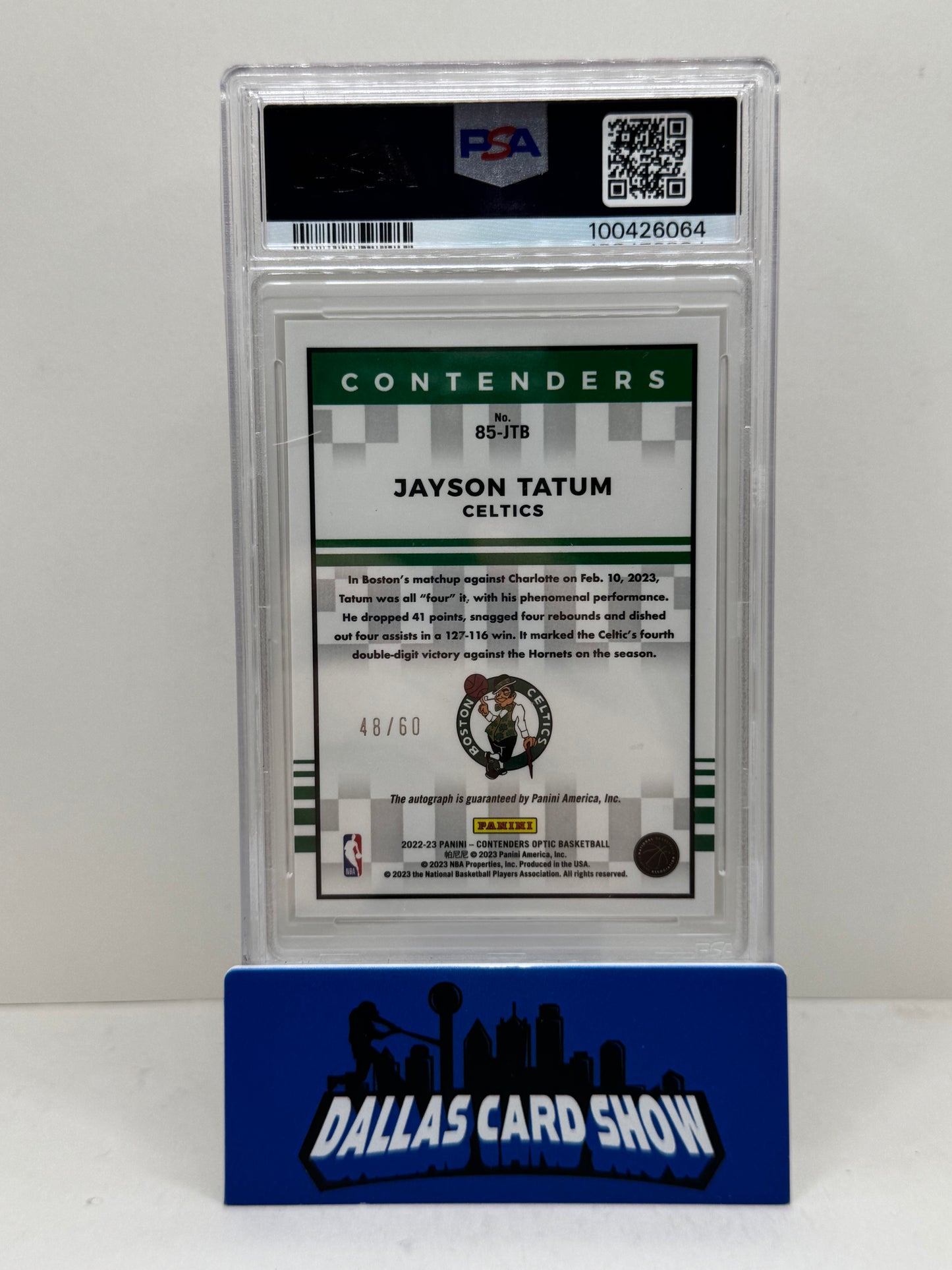 2022 Contenders Optic #85JTB Jayson Tatum 1985 Tribute Autograph Red /60 PSA 9