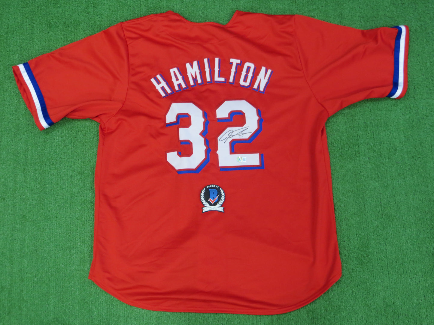 JOSH HAMILTON TEXAS RANGERS SIGNED RED JERSEY size 2XL BAS COA