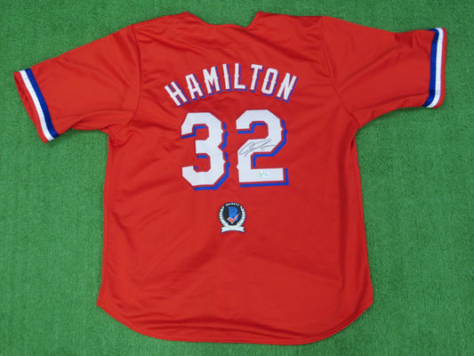JOSH HAMILTON TEXAS RANGERS SIGNED RED JERSEY size 2XL BAS COA