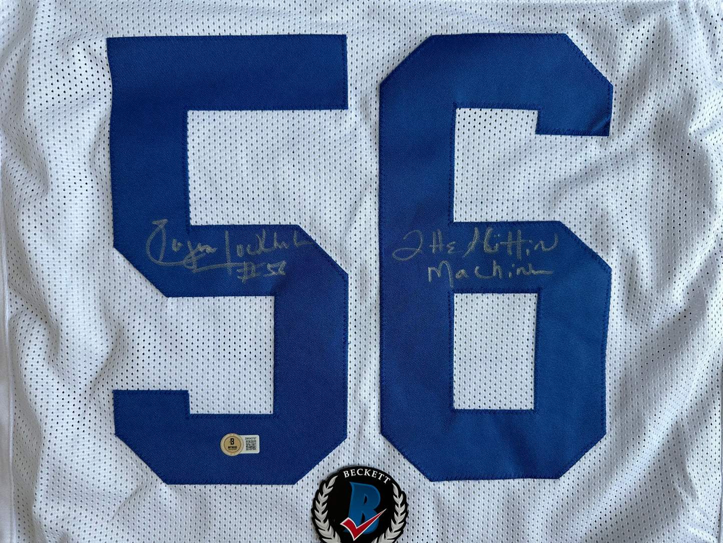 EUGENE LOCKHART DALLAS COWBOYS SIGNED WHITE JERSEY w/MULTI INSCs 3XL BAS