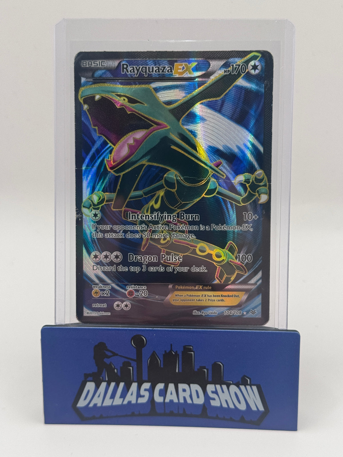 2015 Pokemon - Rayquaza EX (Full Art) - 104/108 Roaring Skies DMG'd