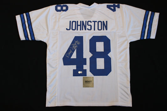 DARYL JOHNSTON DALLAS COWBOYS SIGNED HOME FOOTBALL JERSEY L BAS COA