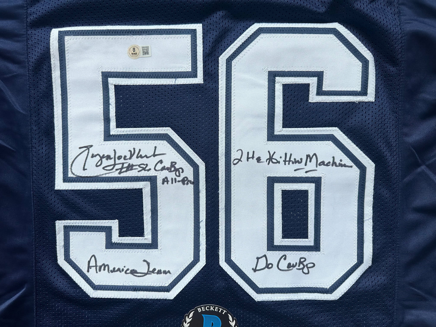 EUGENE LOCKHART DALLAS COWBOYS SIGNED BLUE JERSEY w/MULTI INSCs M BAS