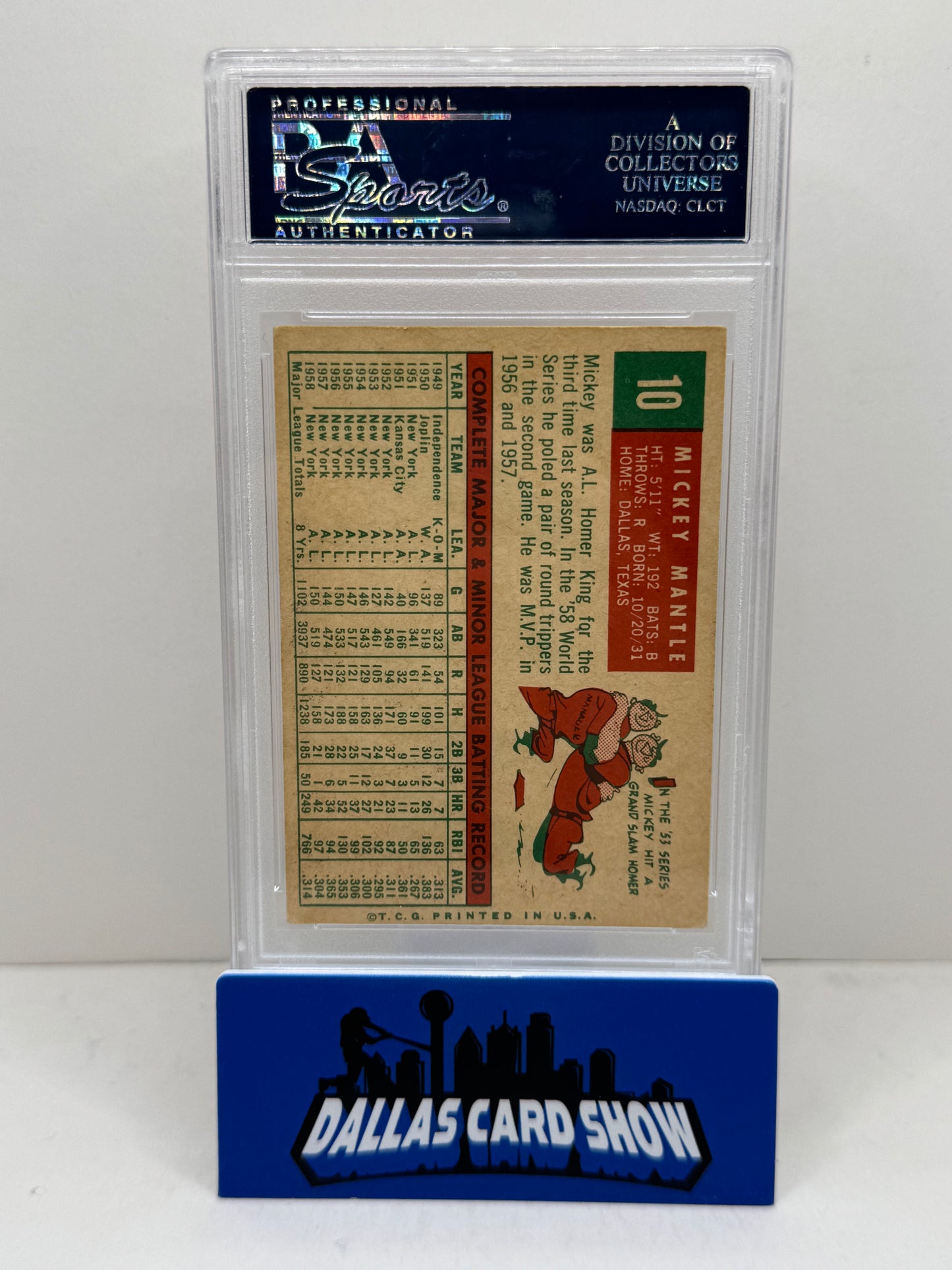 1959 Topps #10 Mickey Mantle PSA 4
