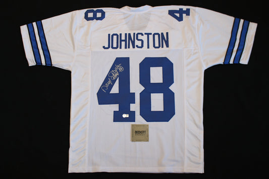 DARYL JOHNSTON DALLAS COWBOYS SIGNED HOME FOOTBALL JERSEY L BAS COA