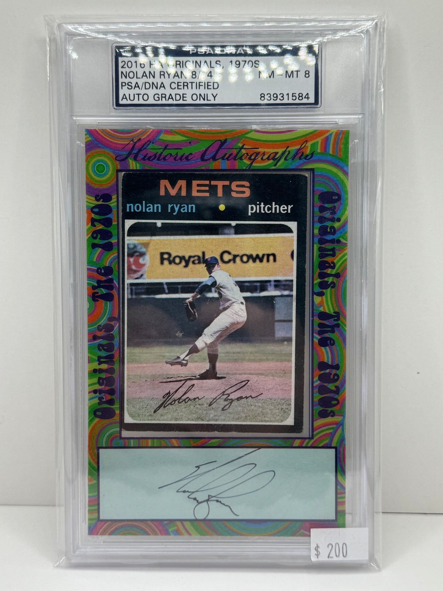 2016 HA Originals, 1970’s Nolan Ryan 8x14 Autograph PSA 8