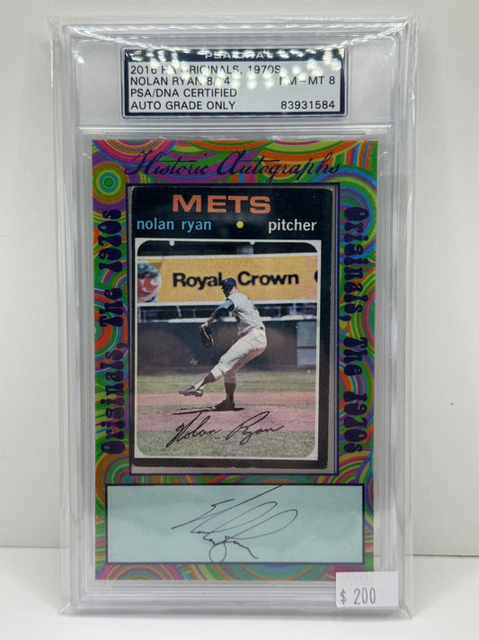 2016 HA Originals, 1970’s Nolan Ryan 8x14 Autograph PSA 8