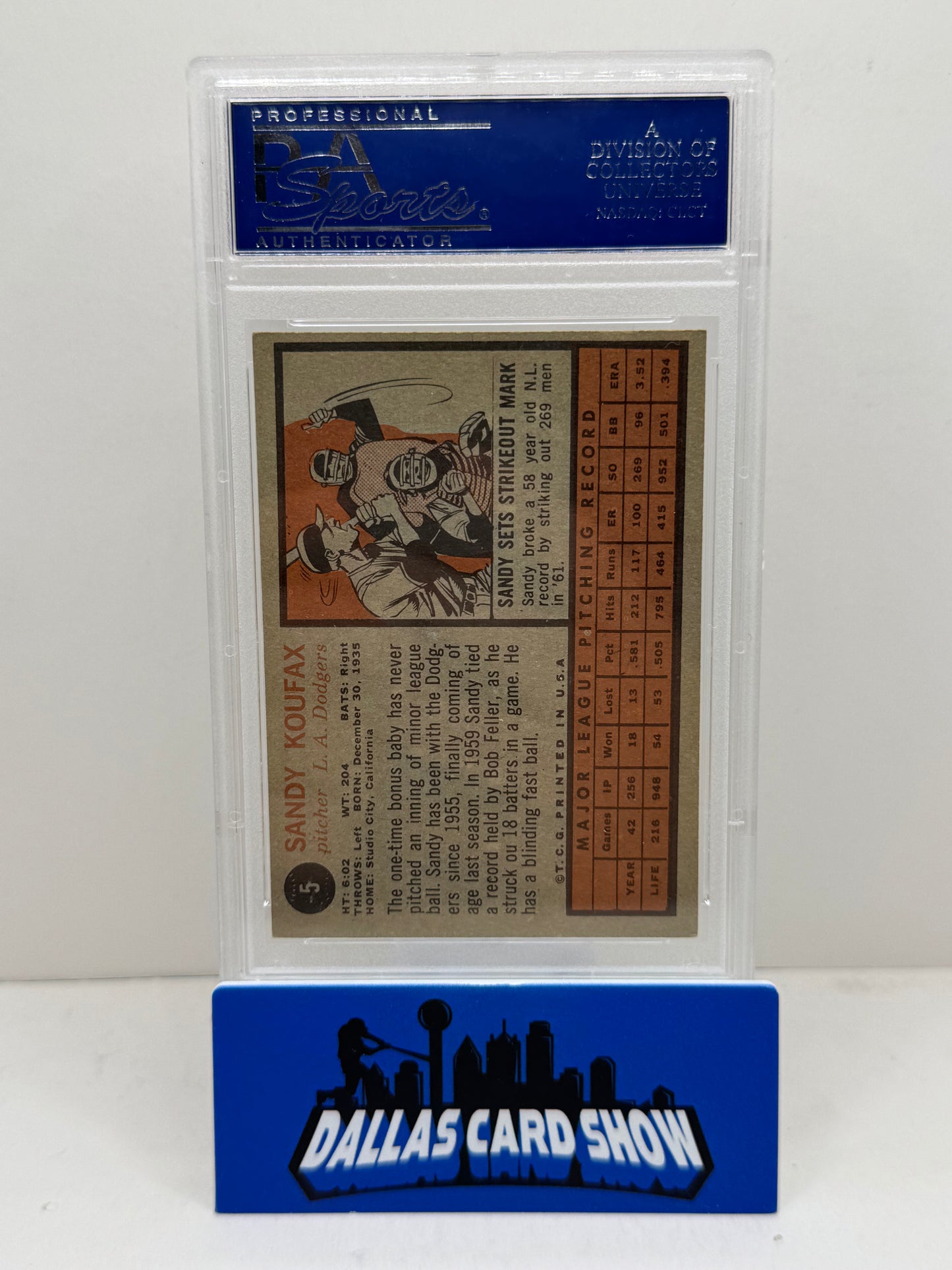 1962 Topps #5 Sandy Koufax PSA 7