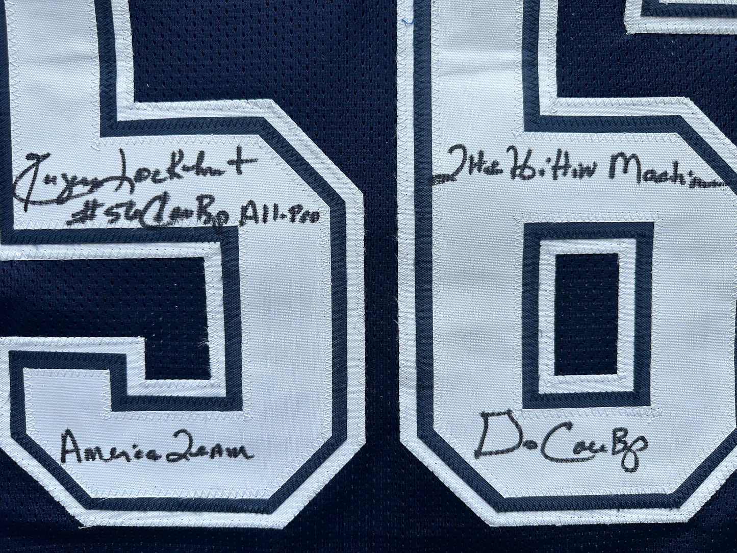 EUGENE LOCKHART DALLAS COWBOYS SIGNED BLUE JERSEY w/MULTI INSCs M BAS