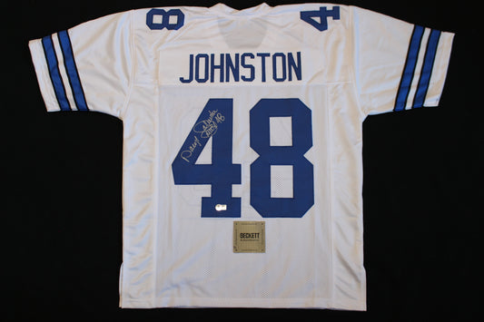 DARYL JOHNSTON DALLAS COWBOYS SIGNED HOME FOOTBALL JERSEY L BAS COA