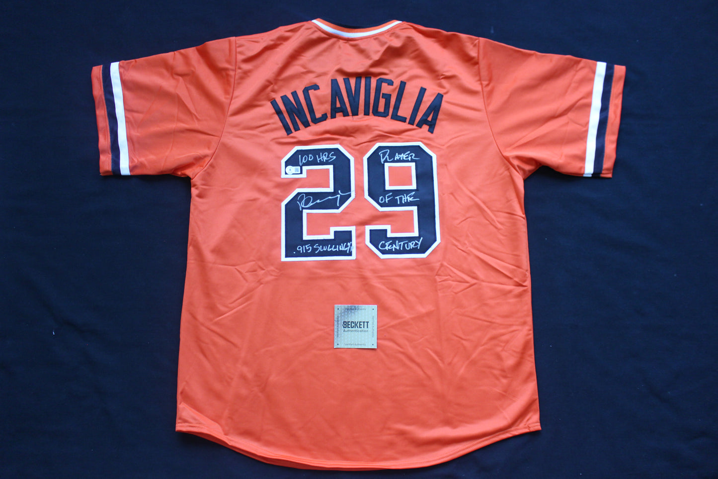 PETE INCAVIGLIA OSU ORANGE #29 "0.915 slugging" + 2INSC