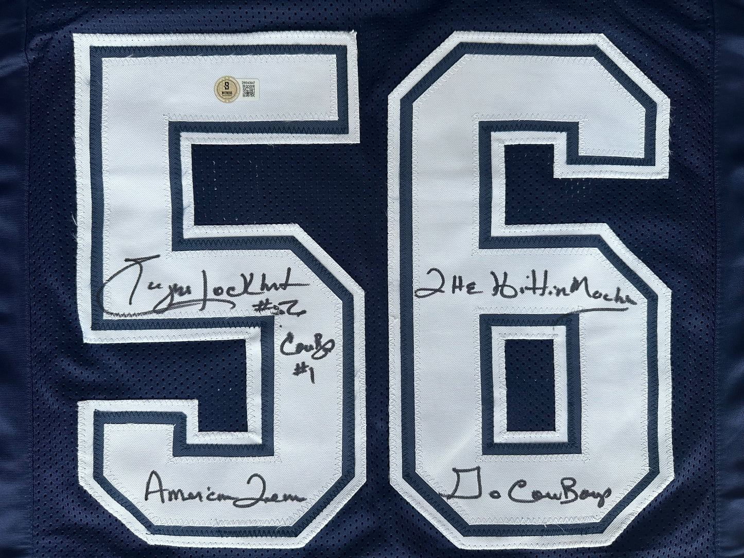 EUGENE LOCKHART DALLAS COWBOYS SIGNED BLUE JERSEY w/MULTI INSCs M BAS