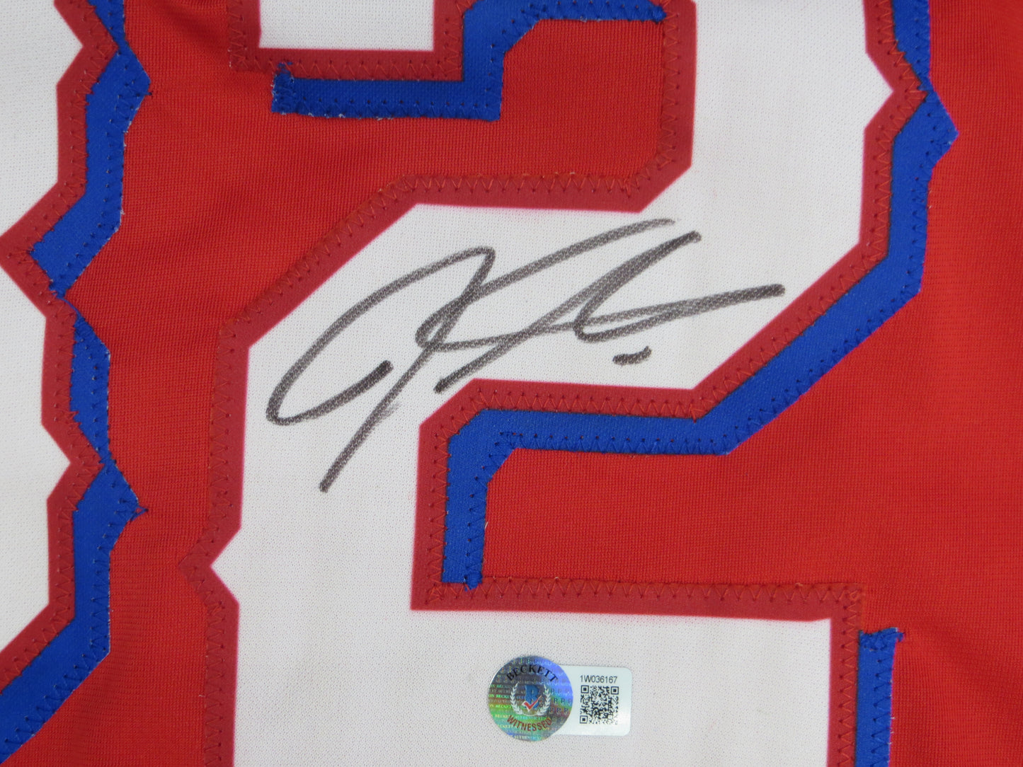 JOSH HAMILTON TEXAS RANGERS SIGNED RED JERSEY size L BAS COA